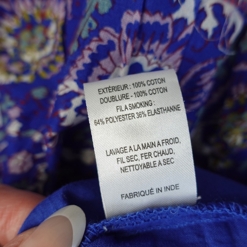 Sea New York Dress Womens 4 Blue Floral Smocked Tiered Maxi Boho Prairie Coastal - Picture 12 of 14